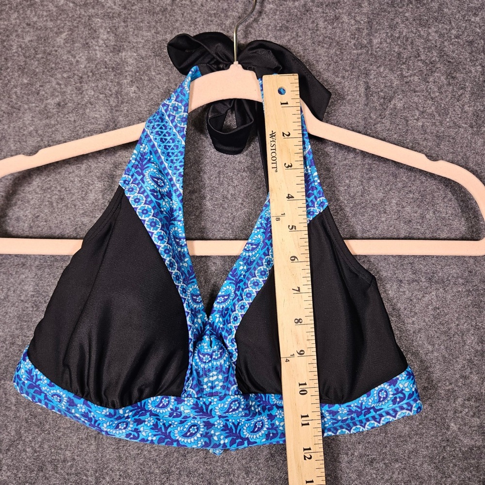 Athleta Womens Blue Paisley Halter Bikini Top Underwire Beach Vacation Sz 36 B/C - Picture 4 of 10
